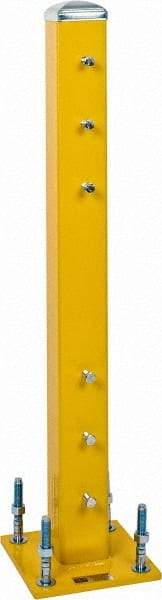 Steel King - Double 42 Inch High Center Steel Guard Rail Mount Post - Yellow, 10 Inch Mounted Length x 10 Inch Mounted Width For Use with Steel King Railing - Benchmark Tooling