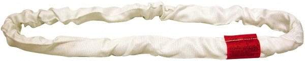 Lift-All - 7' Long x 2-1/8" Wide, Polyester Web Sling - 13,400 Lb Choker Capacity, 1-3/8" Diam Chain, White - Benchmark Tooling