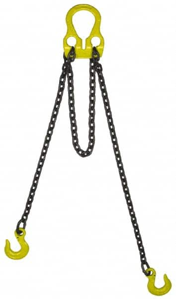 Lift-All - 14' Long, 15,200 Lb Basket Capacity, 12,300 Lb Vertical Capacity, Alloy Steel Web Sling - Adjust-A-Link Chain Sling, 3/8" Diam Chain - Benchmark Tooling