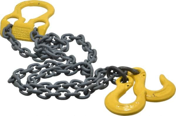 Lift-All - 6' Long, 4,700 Lb Basket Capacity, 3,600 Lb Vertical Capacity, Alloy Steel Web Sling - Adjust-A-Link Chain Sling, 7/32" Diam Chain - Benchmark Tooling