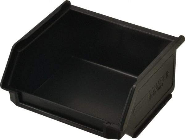 SSI Schaefer - 11 Lb. Load Capacity, 3-3/4" Deep, Black Polypropylene Hopper Stacking Bin - 2" High x 4" Wide x 3-3/4" Long - Benchmark Tooling