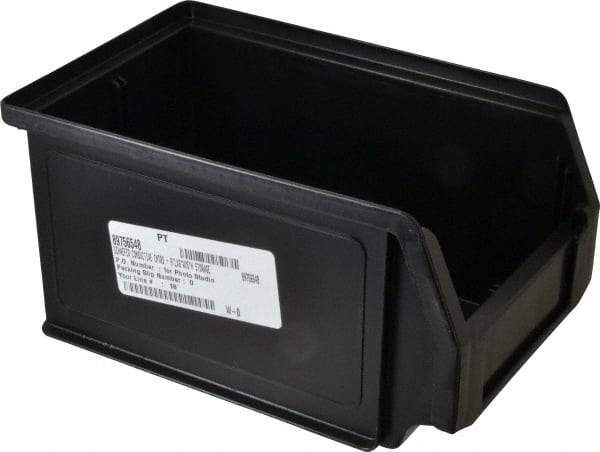 SSI Schaefer - 11 Lb. Load Capacity, 9-1/4" Deep, Black Polypropylene Hopper Stacking Bin - 4-3/4" High x 5-3/4" Wide x 9-1/4" Long - Benchmark Tooling