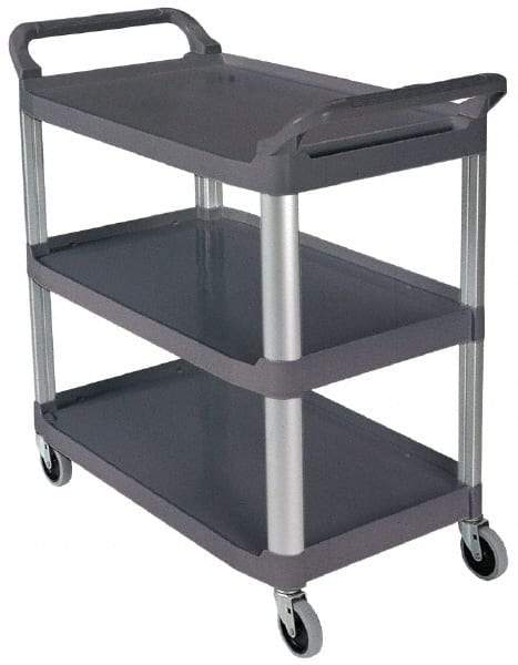 Rubbermaid - 300 Lb Capacity, 20" Wide x 40-5/8" Long x 37-13/16" High Standard Utility Cart - 3 Shelf, Plastic - Benchmark Tooling