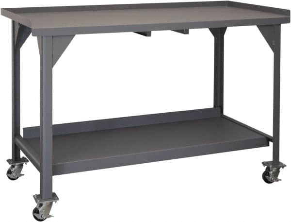 Durham - Roll-Around Workbench Mobile Work Bench - Steel, Gray, 60" Long x 30" Deep x 39-1/2" High - Benchmark Tooling