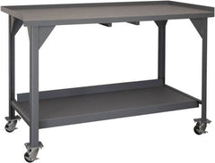 Durham - Roll-Around Workbench Mobile Work Bench - Steel, Gray, 60" Long x 30" Deep x 39-1/2" High - Benchmark Tooling