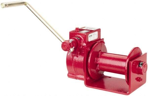 THERN - 2000/1000 Lbs. Load Limit Worm Gear Hand Winch - 2,000 Lbs. Line Pull Capacity, 15 Lbs. Force to Lift 1,000 Pounds, 1/4 inch Cable Diameter - Benchmark Tooling