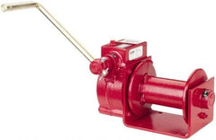 THERN - 2000/1000 Lbs. Load Limit Worm Gear Hand Winch - 2,000 Lbs. Line Pull Capacity, 15 Lbs. Force to Lift 1,000 Pounds, 1/4 inch Cable Diameter - Benchmark Tooling
