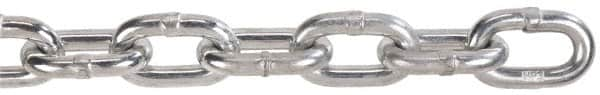 Peerless Chain - 3/16" Welded Proof Coil Chain - 800 Lb Capacity, Grade 30, 250' Long, Carbon Steel, Bright Chrome Finish - Benchmark Tooling