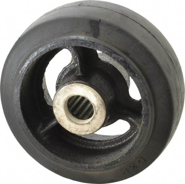 Fairbanks - 5 Inch Diameter x 2 Inch Wide, Rubber Caster Wheel - 350 Lb. Capacity, 2-3/16 Inch Hub Length, 3/4 Inch Axle Diameter, Roller Bearing - Benchmark Tooling