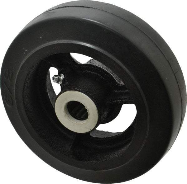 Fairbanks - 6 Inch Diameter x 2 Inch Wide, Rubber Caster Wheel - 410 Lb. Capacity, 2-3/16 Inch Hub Length, 3/4 Inch Axle Diameter, Roller Bearing - Benchmark Tooling