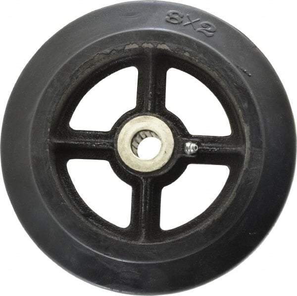 Fairbanks - 8 Inch Diameter x 2 Inch Wide, Rubber Caster Wheel - 500 Lb. Capacity, 2-3/16 Inch Hub Length, 3/4 Inch Axle Diameter, Roller Bearing - Benchmark Tooling