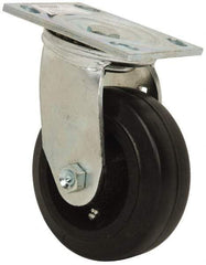 Value Collection - 5" Diam x 2" Wide x 6-1/2" OAH Top Plate Mount Swivel Caster - Rubber, 500 Lb Capacity, Roller Bearing, 4 x 4-1/2" Plate - Benchmark Tooling