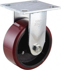 Value Collection - 5" Diam x 2" Wide x 6-1/2" OAH Top Plate Mount Rigid Caster - Polyurethane, 1,200 Lb Capacity, Roller Bearing, 4 x 4-1/2" Plate - Benchmark Tooling