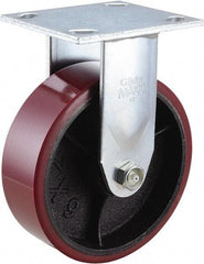 Value Collection - 6" Diam x 2" Wide x 7-1/2" OAH Top Plate Mount Rigid Caster - Polyurethane, 1,200 Lb Capacity, Roller Bearing, 4 x 4-1/2" Plate - Benchmark Tooling