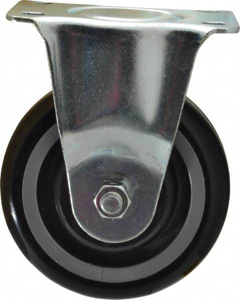Fairbanks - 4" Diam x 1-1/4" Wide x 5" OAH Top Plate Mount Rigid Caster - Polyurethane, 250 Lb Capacity, Ball Bearing, 2-7/8 x 3-5/8" Plate - Benchmark Tooling
