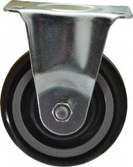 Fairbanks - 4" Diam x 1-1/4" Wide x 5" OAH Top Plate Mount Rigid Caster - Polyurethane, 250 Lb Capacity, Ball Bearing, 2-7/8 x 3-5/8" Plate - Benchmark Tooling