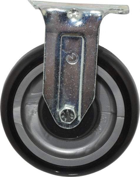 Fairbanks - 5" Diam x 1-1/4" Wide x 6-15/32" OAH Top Plate Mount Rigid Caster - Polyurethane, 275 Lb Capacity, Ball Bearing, 2-7/8 x 3-5/8" Plate - Benchmark Tooling