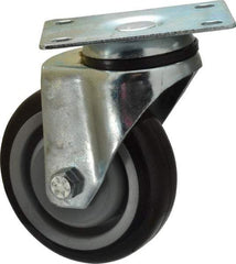Fairbanks - 4" Diam x 1-1/4" Wide x 5" OAH Top Plate Mount Swivel Caster - Polyurethane, 250 Lb Capacity, Ball Bearing, 2-7/8 x 3-5/8" Plate - Benchmark Tooling