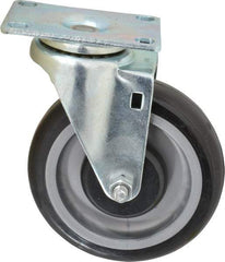Fairbanks - 5" Diam x 1-1/4" Wide x 6-15/32" OAH Top Plate Mount Swivel Caster - Polyurethane, 275 Lb Capacity, Ball Bearing, 2-7/8 x 3-5/8" Plate - Benchmark Tooling