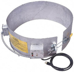 Made in USA - 9-1/4" Wide, 55 Gallon Wrap-Around Drum Heater - 120 Volt, to 800 Watts, 6.67 Amps, 0°F to 165°F Thermostat Rating - Benchmark Tooling