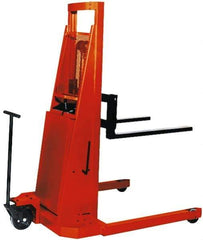Presto Lifts - 2,700 Lb Capacity, 72" Lift Height, Battery Operated Pallet Straddle Stacker - 2-1/2" Lowered Height, 24" Load Center, 36" Fork Length, 48" Overall Width - Benchmark Tooling