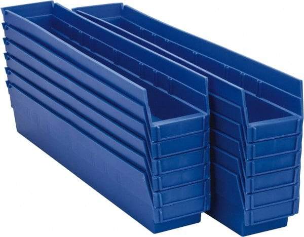 Akro-Mils - 23-5/8" Deep, Blue Hopper Shelf Bin - 4" High x 4-1/8" Wide x 23-5/8" Long - Benchmark Tooling