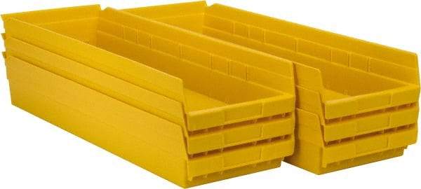 Akro-Mils - 23-5/8" Deep, Yellow Hopper Shelf Bin - 4" High x 8-3/8" Wide x 23-5/8" Long - Benchmark Tooling