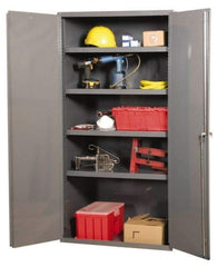 Durham - 3 Shelf Locking Storage Cabinet - Steel, 48" Wide x 24" Deep x 72" High, Gray - Benchmark Tooling