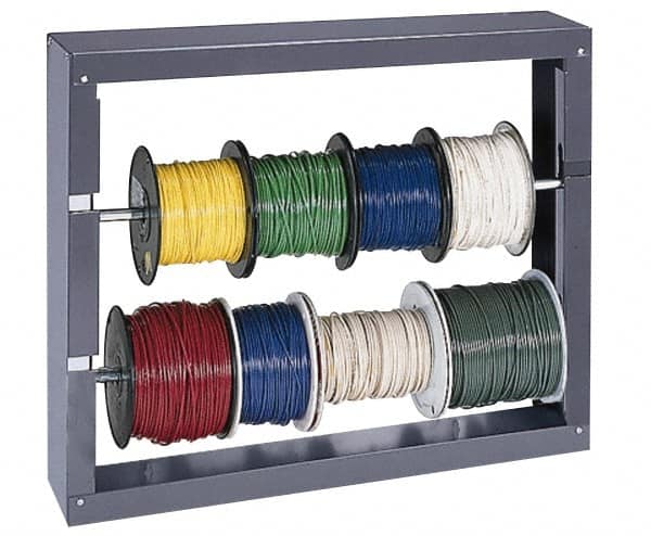 Durham - 2 Cylinder, Gray Wire Spool Rack - 26-1/8" Wide x 17-7/8" High x 6" Deep - Benchmark Tooling