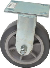 Value Collection - 6" Diam x 2" Wide x 7-1/2" OAH Top Plate Mount Rigid Caster - TPR, 550 Lb Capacity, Roller Bearing, 4 x 4-1/2" Plate - Benchmark Tooling