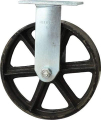 Albion - 8" Diam x 2" Wide x 9-1/2" OAH Top Plate Mount Rigid Caster - Semi-Steel, 1,050 Lb Capacity, Roller Bearing, 4 x 4-1/2" Plate - Benchmark Tooling