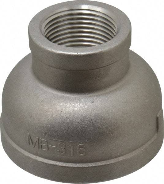 Merit Brass - 2 x 1" Grade 316 Stainless Steel Pipe Reducer Coupling - FNPT x FNPT End Connections, 150 psi - Benchmark Tooling