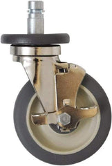 Eagle MHC - 5" Diam x 1-1/4" Wide x 8-1/4" OAH Stem Mount Swivel Caster with Brake - Polyurethane, 300 Lb Capacity, Plain Bearing, 1" Round Stem - Benchmark Tooling