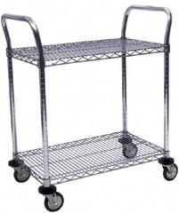 Value Collection - 600 Lb Capacity, 24" Wide x 60" Long x 39" High Wire Cart - 2 Shelf, Steel, Swivel Casters - Benchmark Tooling