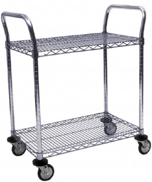 Value Collection - 800 Lb Capacity, 24" Wide x 42" Long x 39" High Wire Cart - 2 Shelf, Steel, Swivel Casters - Benchmark Tooling