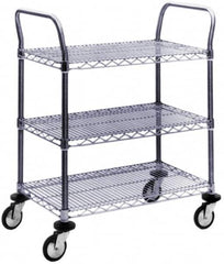 Value Collection - 800 Lb Capacity, 18" Wide x 42" Long x 39" High Wire Cart - 3 Shelf, Steel, Swivel Casters - Benchmark Tooling
