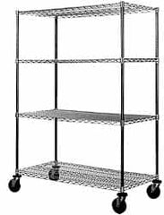 Value Collection - 800 Lb Capacity, 4 Shelf, Rubber Wire Stem Caster Truck - 36" Long x 18" Wide x 79" High, 5" Diam Wheels - Benchmark Tooling