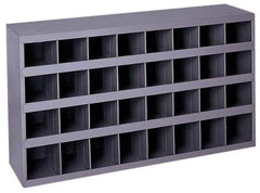 Durham - 32 Bin Bin Shelving Unit with Openings - 33-3/4 Inch Overall Width x 8-1/2 Inch Overall Depth x 19-1/4 Inch Overall Height, Gray Steel Bins - Benchmark Tooling