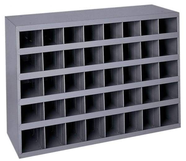 Durham - 40 Bin Bin Shelving Unit with Openings - 33-3/4 Inch Overall Width x 8-1/2 Inch Overall Depth x 22-1/4 Inch Overall Height, Gray Steel Bins - Benchmark Tooling