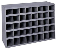 Durham - 40 Bin Bin Shelving Unit with Openings - 33-3/4 Inch Overall Width x 8-1/2 Inch Overall Depth x 22-1/4 Inch Overall Height, Gray Steel Bins - Benchmark Tooling