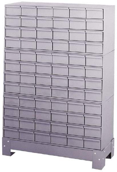 Durham - 72 Bin Bin Shelving Unit with Drawers - 34-1/8 Inch Overall Width x 12-1/4 Inch Overall Depth x 48-1/8 Inch Overall Height, Gray Steel Bins - Benchmark Tooling