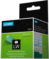 Dymo - 9/16" Wide x 3-7/16" Long, White File Folder Label - For DYMO LabelWriter Printers - Benchmark Tooling