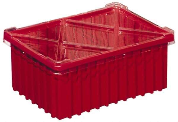 Akro-Mils - 0.59 Cu Ft, 40 Lb Load Capacity Red Polypropylene Dividable Container - Stacking, 16-1/2" Long x 10.9" Wide x 8" High - Benchmark Tooling