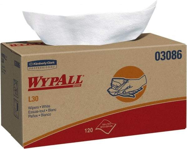 WypAll - L30 Dry General Purpose Wipes - Pop-Up, 10-3/4" x 10" Sheet Size, White - Benchmark Tooling