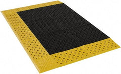 Notrax - 4' Long, Dry/Wet Environment, Anti-Fatigue Matting - Black with Yellow Borders, Vinyl with Vinyl Base, Beveled on 3 Sides - Benchmark Tooling