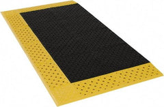 Notrax - 5' Long, Dry/Wet Environment, Anti-Fatigue Matting - Black with Yellow Borders, Vinyl with Vinyl Base, Beveled on 3 Sides - Benchmark Tooling