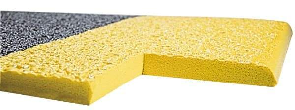 Wearwell - 20' Long x 4' Wide, Dry Environment, Anti-Fatigue Matting - Black with Yellow Borders, Urethane with Vinyl Sponge Base, Rounded on 4 Sides - Benchmark Tooling