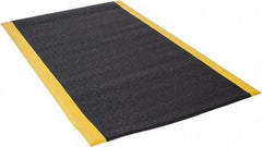 Wearwell - 5' Long x 3' Wide, Dry Environment, Anti-Fatigue Matting - Black with Yellow Borders, Urethane with Vinyl Sponge Base, Rounded on 4 Sides - Benchmark Tooling