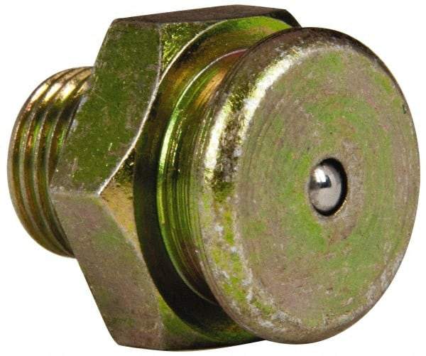 Value Collection - Straight Head Angle, 1/8 NPT Steel Button-Head Grease Fitting - 15.88mm Hex - Benchmark Tooling