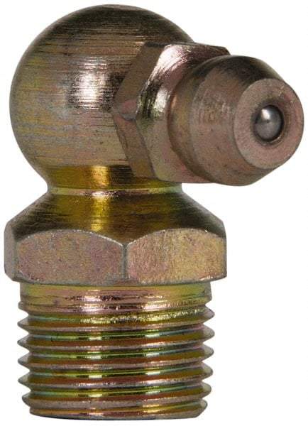 Value Collection - 90° Head Angle, 1/8 NPT Steel Standard Grease Fitting - 11.11mm Hex - Benchmark Tooling